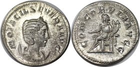 Römische Münzen, MÜNZEN DER RÖMISCHEN KAISERZEIT. Rom. Otacilia Severa 244 - 249 n. Chr., Antoninianus 252 n. Chr., Silber. 2.64 g. RIC 125c. Stempelg...