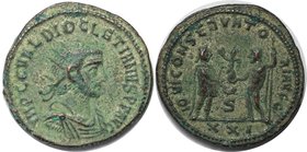 Römische Münzen, MÜNZEN DER RÖMISCHEN KAISERZEIT. Diocletianus 284 - 305 n. Chr. Antoninianus, Büste mit Strahlenkrone r. / Diocletian empfängt Victor...