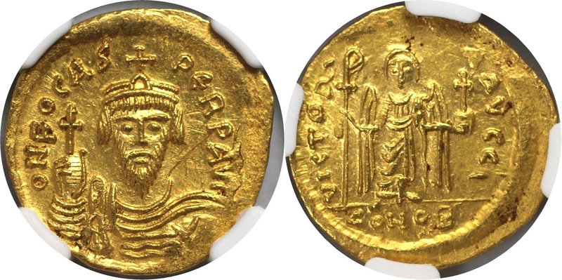 Byzantinische Münzen. Phocas ( 602-610 n. Chr). AV Solidus (4,43 g). Konstantino...
