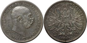 RDR – Habsburg – Österreich, RÖMISCH-DEUTSCHES REICH. Franz Joseph I. (1848-1916). 2 Kronen 1912, Silber. Jaeger 408. Vorzüglich