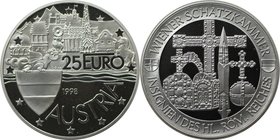RDR – Habsburg – Österreich, REPUBLIK ÖSTERREICH. Wiener Schatzkammer. Medaille "25 Euro" 1998, Silber. KM # 48. Polierte Platte
