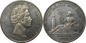 Altdeutsche Münzen und Medaillen, BAYERN / BAVARIA. Ludwig I. (1825-1848). Erste Eisenbahn von Nürnberg nach Fürth. Geschichtstaler 1835, Silber. AKS ...