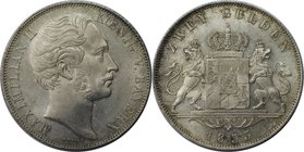 Altdeutsche Münzen und Medaillen, BAYERN / BAVARIA. Maximilian II. (1848-1864). Doppelgulden 1853, Silber. 21,15 g. T. 90, Dav. 600, AKS 150. Vorzügli...