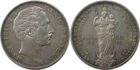 Altdeutsche Münzen und Medaillen, BAYERN / BAVARIA. Maximilian II. (1848-1864). Mariensäule in München. Doppelgulden 1855, Silber. AKS 168. Vorzüglich...