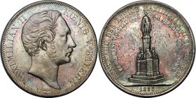 Altdeutsche Münzen und Medaillen, BAYERN / BAVARIA. Maximilian II. (1848-1864). Doppeltaler 1856, Denkmal in Lindau. Silber. KM 850. AKS 167. Sehr sch...
