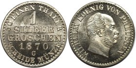 Altdeutsche Münzen und Medaillen, BRANDENBURG IN PREUSSEN. Wilhelm I. (1861-1888). Silbergroschen 1870 C, Billon. KM 485. AKS 103. Stempelglanz