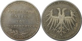 Altdeutsche Münzen und Medaillen, FRANKFURT-STADT. Erzherzog Johann von Österreich. Gedenkdoppelgulden 1848, Silber. Jaeger 46, Thun 135, AKS 39. Vorz...