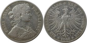 Altdeutsche Münzen und Medaillen, FRANKFURT - STADT. Vereinstaler 1860, Silber. AKS 8. Fast Vorzüglich