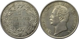Altdeutsche Münzen und Medaillen, HESSEN-DARMSTADT. Ludwig III. (1848-1877). Gulden 1856, Darmstadt. Silber. AKS 123. Jaeger 49b. Sehr schön-vorzüglic...