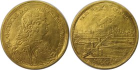 Altdeutsche Münzen und Medaillen, REGENSBURG, STADT. 5 Dukaten ND (um 1749), mit Titel von Franz I., Stempelschneider Johann Leonhard Oexlein. Gold. 1...