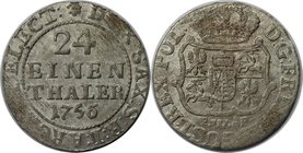 Altdeutsche Münzen und Medaillen, SACHSEN - ALBERTINE. Friedrich August II. (1733-1763). 1/24 Taler 1756 FW, Silber. Slg. Merseburger 1762, Kohl 494, ...