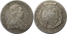 Altdeutsche Münzen und Medaillen, SACHSEN - ALBERTINE. Friedrich August III. (I.) (1763-1806-1827). Konv.-Taler 1795 IEC, Silber. Dav. 2701. Sehr schö...