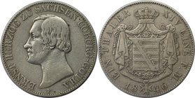 Altdeutsche Münzen und Medaillen, SACHSEN - COBURG - GOTHA. Ernst II. (1844-1893). Taler 1846 F, Dresden, Vs: Kopf n.I. / Rs: Wappenschild auf gekront...