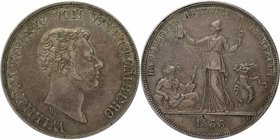Altdeutsche Münzen und Medaillen, WÜRTTEMBERG. Wilhelm I. (1816-1864). Taler 1833 W, Silber. Dav. 955. KM 570. Vorzüglich. Kratzer. Flecken