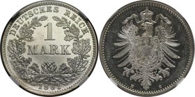 Deutsche Münzen und Medaillen ab 1871, REICHSKLEINMÜNZEN. 1 Mark 1881 D, Silber. Jaeger 9. NGC PF-62 Ultra Cameo