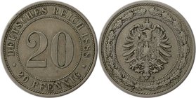 Deutsche Münzen und Medaillen ab 1871, REICHSKLEINMÜNZEN. 20 Pfenning 1888 E, Kupfer-Nickel. Jaeger 6. Vorzüglich, kl.Kratzer.