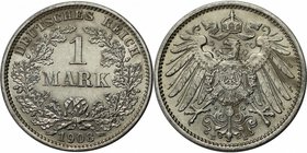 Deutsche Münzen und Medaillen ab 1871, REICHSKLEINMÜNZEN. 1 Mark 1908 E, Silber. Jaeger 17. Vorzüglich
