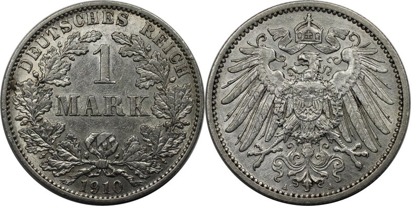 Deutsche Münzen und Medaillen ab 1871, REICHSKLEINMÜNZEN. 1 Mark 1910 A, Silber....