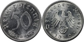 Deutsche Münzen und Medaillen ab 1871, REICHSKLEINMÜNZEN. 50 Reichspfennig 1939 B, Aluminium. Jaeger 372. Stempelglanz. Berieben. Kratzer