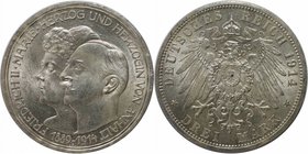 Deutsche Münzen und Medaillen ab 1871, REICHSSILBERMÜNZEN, Anhalt, Friedrich II. (1904-1918). 3 Mark 1914 A, Silberne Hochzeit. Silber. Jaeger 24. Vor...