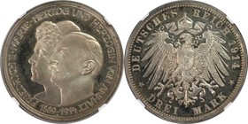 Deutsche Münzen und Medaillen ab 1871, REICHSSILBERMÜNZEN, Anhalt, Friedrich II. (1904-1918). 3 Mark 1914 A, Silberne Hochzeit. Silber. Jaeger 24. NGC...