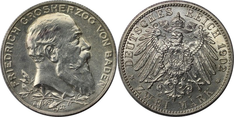 Deutsche Münzen und Medaillen ab 1871, REICHSSILBERMÜNZEN, Baden, Friedrich I. (...