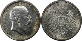 Deutsche Münzen und Medaillen ab 1871, REICHSSILBERMÜNZEN, Baden, Friedrich I. (1852-1907). 2 Mark 1907 G, auf den Tod. Silber. Vorzüglich-stempelglan...