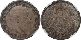 Deutsche Münzen und Medaillen ab 1871, REICHSSILBERMÜNZEN, Baden, Friedrich I. (1852-1907). 2 Mark 1907, auf den Tod. Silber. Jaeger 36. NGC PF-62