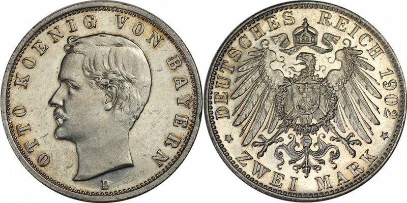 Deutsche Münzen und Medaillen ab 1871, REICHSSILBERMÜNZEN, Bayern, Otto (1886-19...