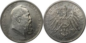 Deutsche Münzen und Medaillen ab 1871, REICHSSILBERMÜNZEN, Bayern. Prinzregent Luitpold (1886-1912). 5 Mark 1911 D, Zum 90-jähr. Geb. m. Lebensdaten. ...
