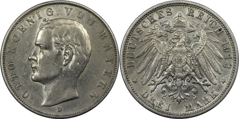 Deutsche Münzen und Medaillen ab 1871, REICHSSILBERMÜNZEN. Bayern. Otto (1886-19...