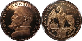 Deutsche Münzen und Medaillen ab 1871, REICHSSILBERMÜNZEN, Bayern, Ludwig III. (1913-1918). Kupfer Proof 5 Mark 1913, Sch-53 / G1. NGC PR-65 Red