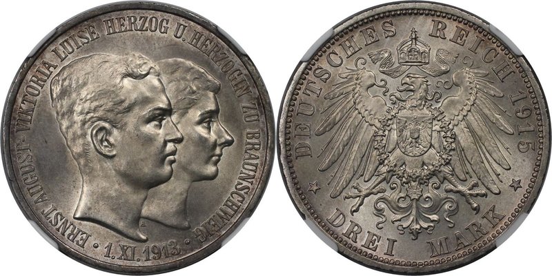 Deutsche Münzen und Medaillen ab 1871, REICHSSILBERMÜNZEN, Braunschweig-Lüneburg...