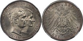 Deutsche Münzen und Medaillen ab 1871, REICHSSILBERMÜNZEN, Braunschweig-Lüneburg, Ernst August (1913-1918). 3 Mark 1915 A, Berlin, Titel ohne Lüneburg...