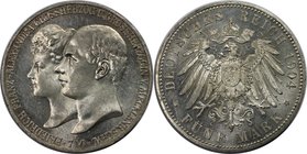 Deutsche Münzen und Medaillen ab 1871, REICHSSILBERMÜNZEN, Mecklenburg-Schwerin. Friedrich Franz IV. (1901-1918), 5 Mark 1904 A, zur Hochzeit mit Alex...