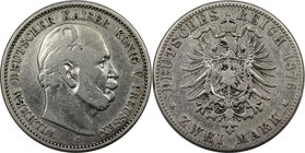 Deutsche Münzen und Medaillen ab 1871, REICHSSILBERMÜNZEN, Preußen, Wilhelm I. (1861-1888). 2 Mark 1876 C, Silber. Jaeger 96a. Schön-sehr schön, Kratz...