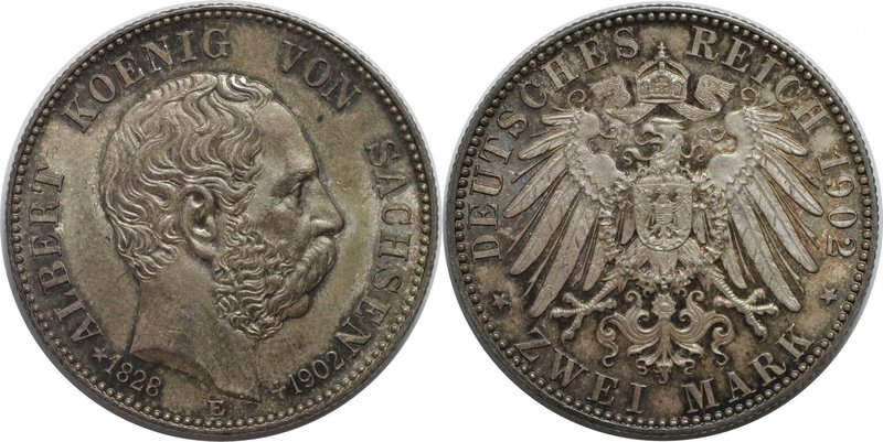 Deutsche Münzen und Medaillen ab 1871, REICHSSILBERMÜNZEN, Sachsen, Albert (1873...
