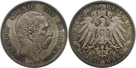 Deutsche Münzen und Medaillen ab 1871, REICHSSILBERMÜNZEN, Sachsen, Albert (1873-1902). 2 Mark 1902 E, auf den Tod. Silber. Jaeger 124. Stempelglanz. ...