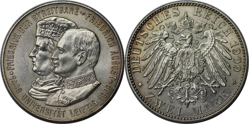 Deutsche Münzen und Medaillen ab 1871, REICHSSILBERMÜNZEN, Sachsen, Friedrich Au...