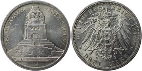 Deutsche Münzen und Medaillen ab 1871, REICHSSILBERMÜNZEN, Sachsen. Jahrhundertfeier Völkerschlacht bei Leipzig. 3 Mark 1913 E, Jaeger 140. Silber. St...