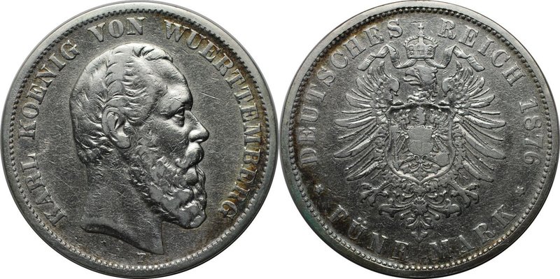 Deutsche Münzen und Medaillen ab 1871, REICHSSILBERMÜNZEN, Württemberg, Karl (18...
