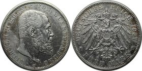 Deutsche Münzen und Medaillen ab 1871, REICHSSILBERMÜNZEN, Württemberg, Wilhelm II. (1891-1918). 5 Mark 1907 F, Silber. Jaeger 176. Sehr schön-vorzügl...