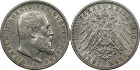 Deutsche Münzen und Medaillen ab 1871, REICHSSILBERMÜNZEN, Württemberg. Wilhelm II. (1891-1918). 3 Mark 1910 F, Silber. Jaeger 175. Sehr schön-vorzügl...