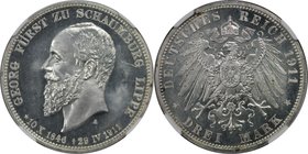 Deutsche Münzen und Medaillen ab 1871, REICHSSILBERMÜNZEN, Schaumburg-Lippe, Georg (1893-1911). 3 Mark 1911 A, Auf seinen Tod. Silber. KM 55. NGC PR-6...