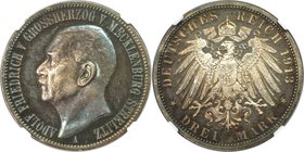 Deutsche Münzen und Medaillen ab 1871, REICHSSILBERMÜNZEN, Mecklenburg-Strelitz, Adolf Friedrich V. (1904-1914). 3 Mark 1913 A, Berlin, zum 65. Geburt...