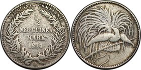 Deutsche Münzen und Medaillen ab 1871, DEUTSCHE KOLONIEN. Neu-Guinea Compagnie.1/2 Mark 1894 A, Silber. Jaeger 704. Sehr Schön