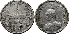 Deutsche Münzen und Medaillen ab 1871, DEUTSCHE KOLONIEN. Deutsch Ostafrika. 1/4 Rupie 1906 J. Jaeger 720. Sehr Schön
