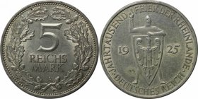 Deutsche Münzen und Medaillen ab 1871, WEIMARER REPUBLIK. 5 Reichsmark 1925 A, auf die 1000-Jahrfeier der Rheinlande. Silber. Jaeger 322. Vorzüglich, ...