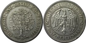 Deutsche Münzen und Medaillen ab 1871, WEIMARER REPUBLIK. Eichbaum. 5 Reichsmark 1927 A, Silber. KM 56. Jaeger 331. AKS 25. Vorzüglich