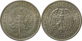 Deutsche Münzen und Medaillen ab 1871, WEIMARER REPUBLIK. Eichbaum. 5 Reichsmark 1928 F, Silber. KM 56, Jaeger 331, AKS 25. Sehr Schön-Vorzüglich